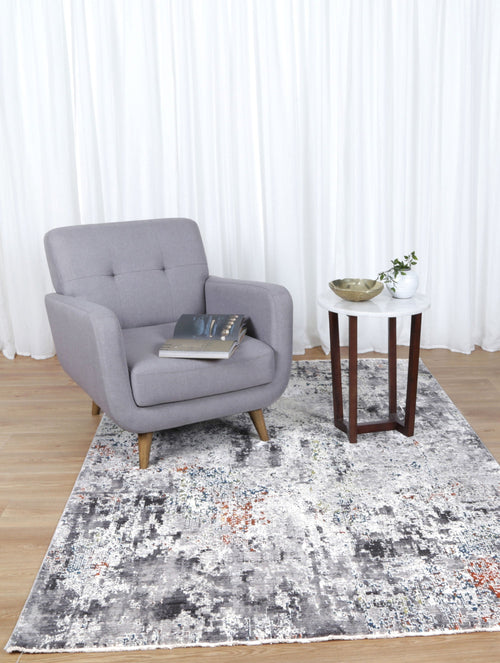 Almira Distressed Watercolour Grey Multi Rug