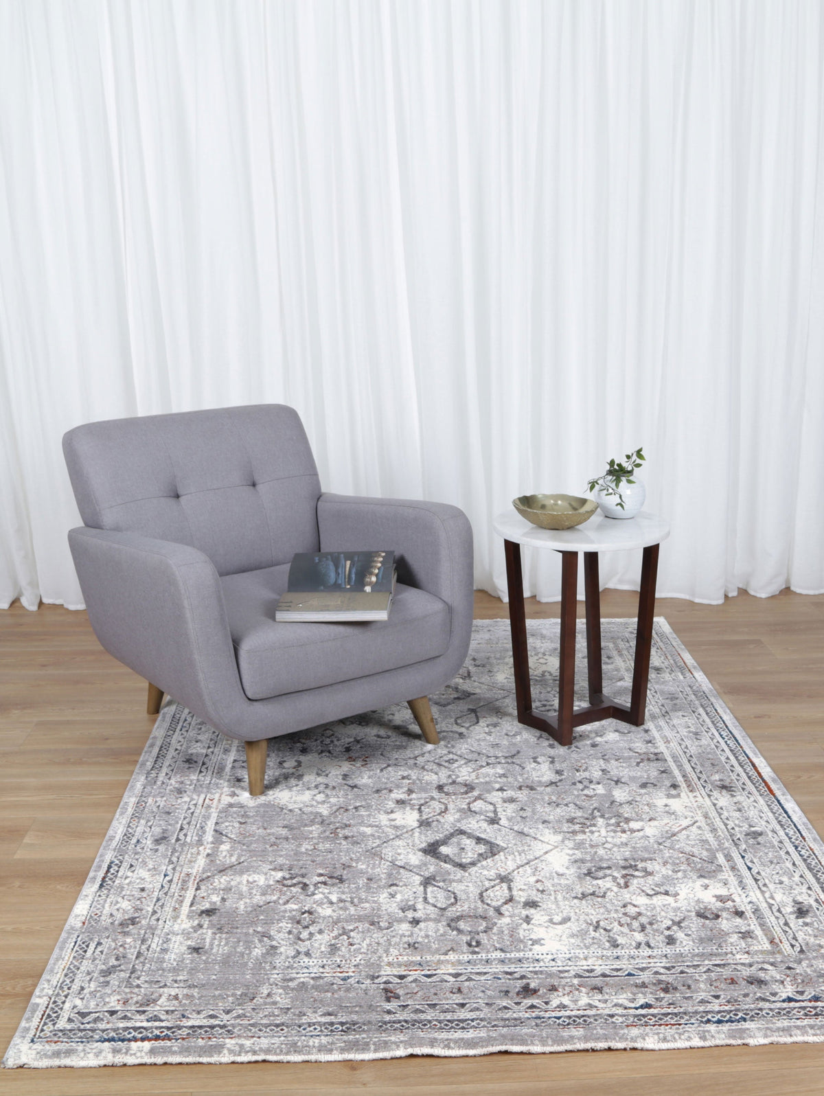 Almira Border Diamond Grey Multi Rug