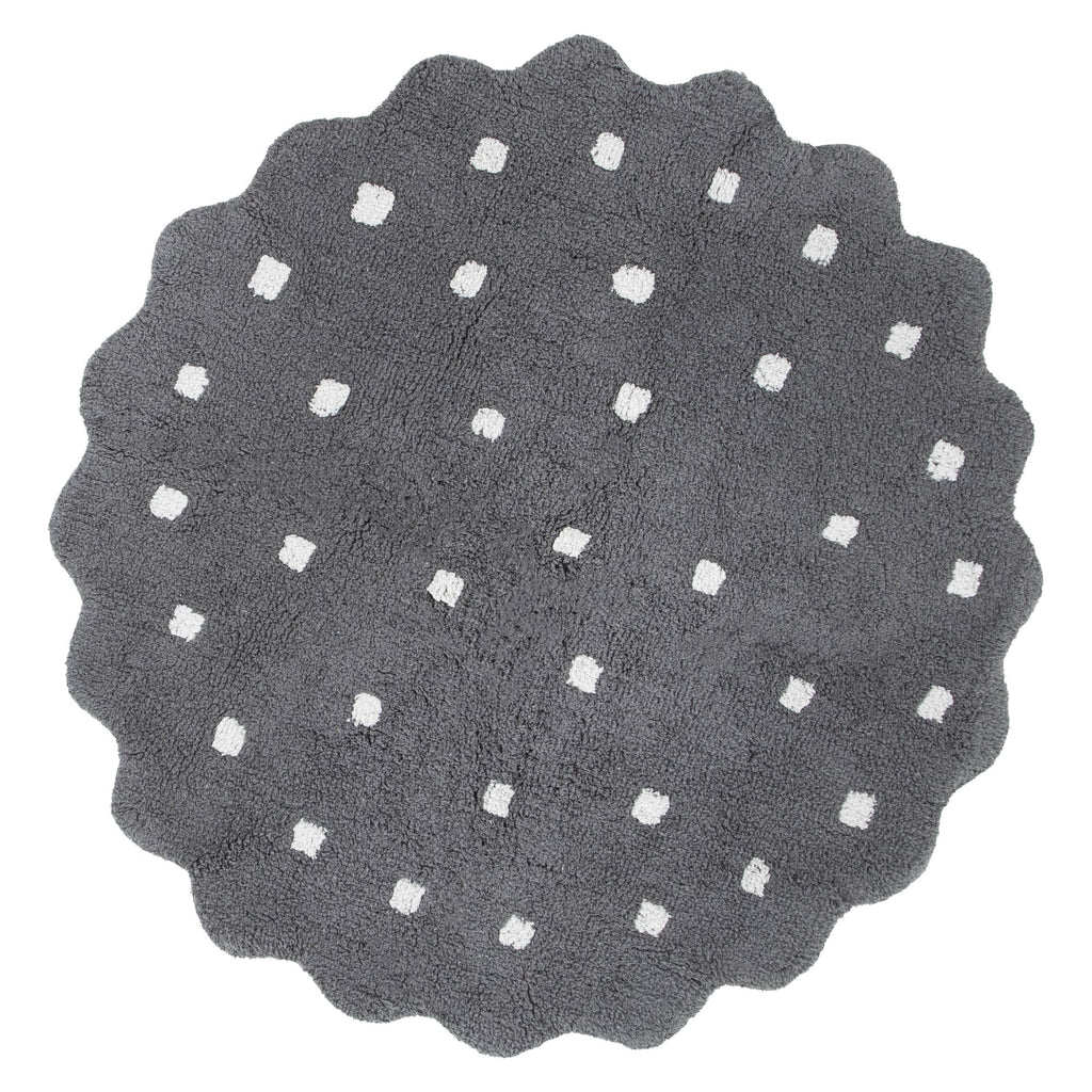 Tranquil Round Scalloped Kids Rug Grey: New Arrival