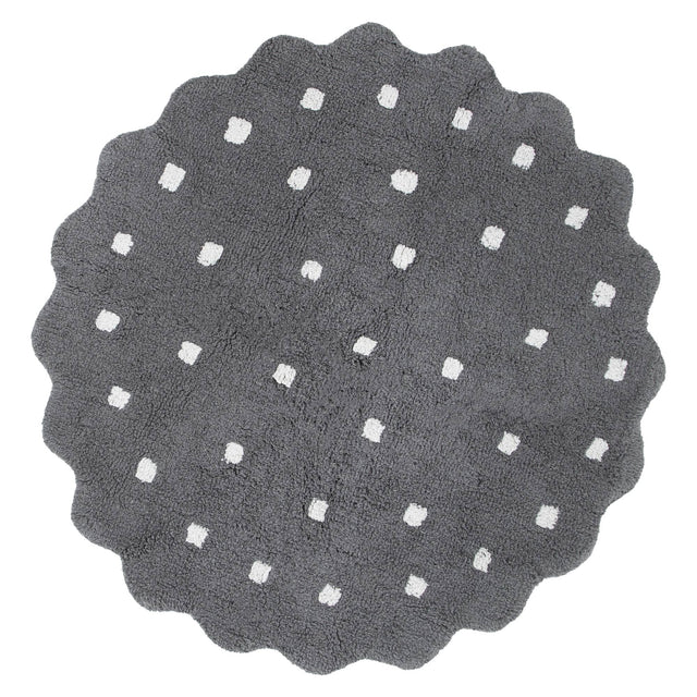 Tranquil Round Scalloped Kids Rug Grey: New Arrival