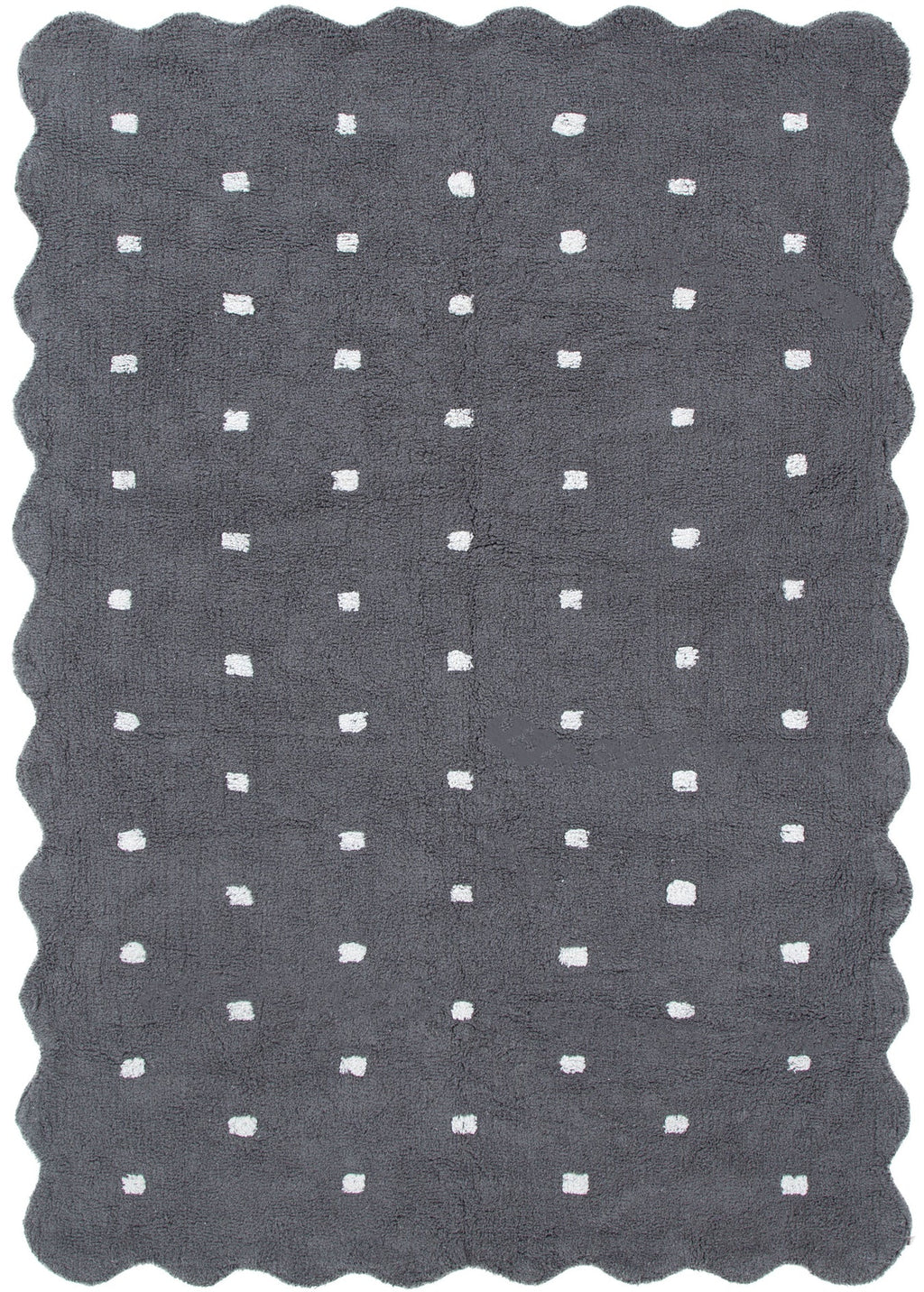 Mellow Rectangle Scalloped Kids Rug Grey: New Arrival