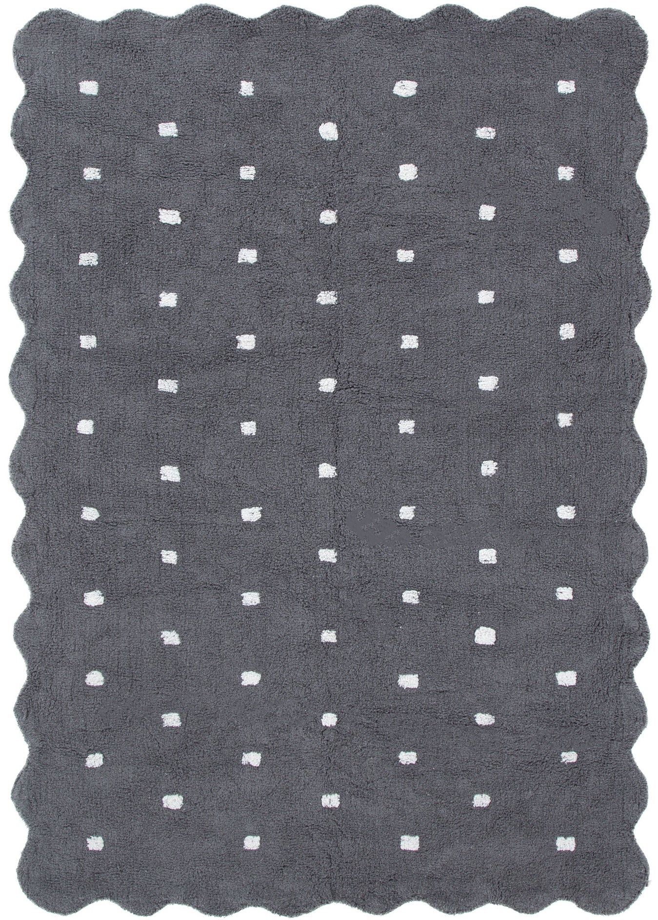 Mellow Rectangle Scalloped Kids Rug Grey: New Arrival