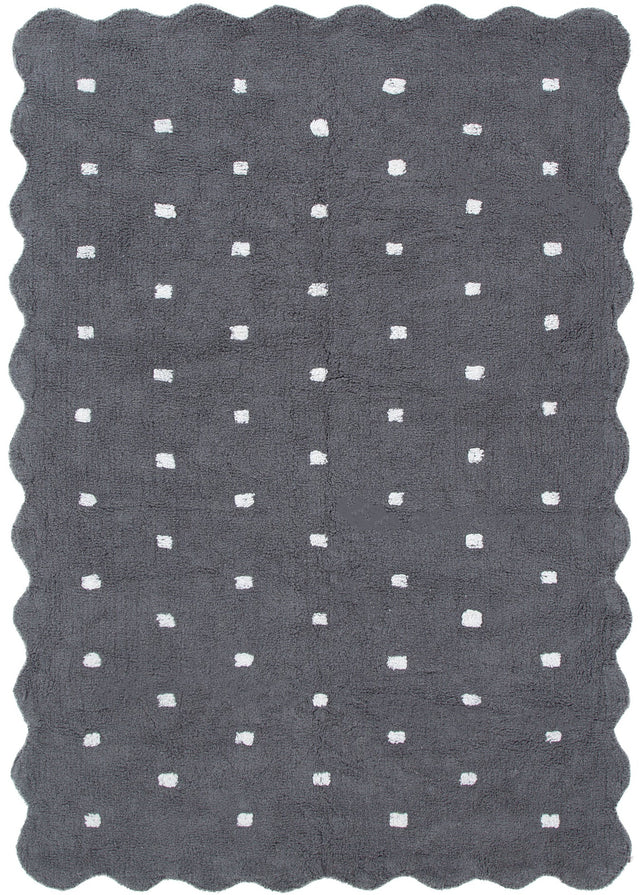 Tranquil Rectangle Scalloped Kids Rug Grey: New Arrival