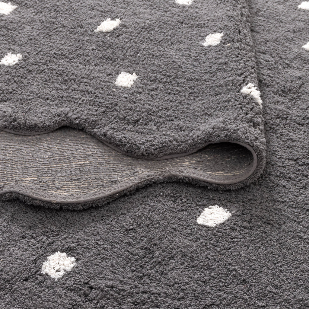 Mellow Rectangle Scalloped Kids Rug Grey: New Arrival