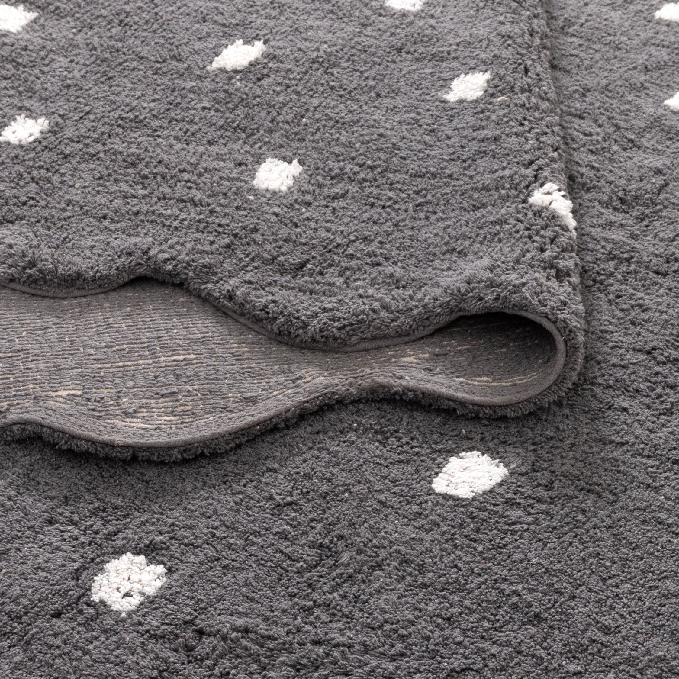 Mellow Rectangle Scalloped Kids Rug Grey: New Arrival