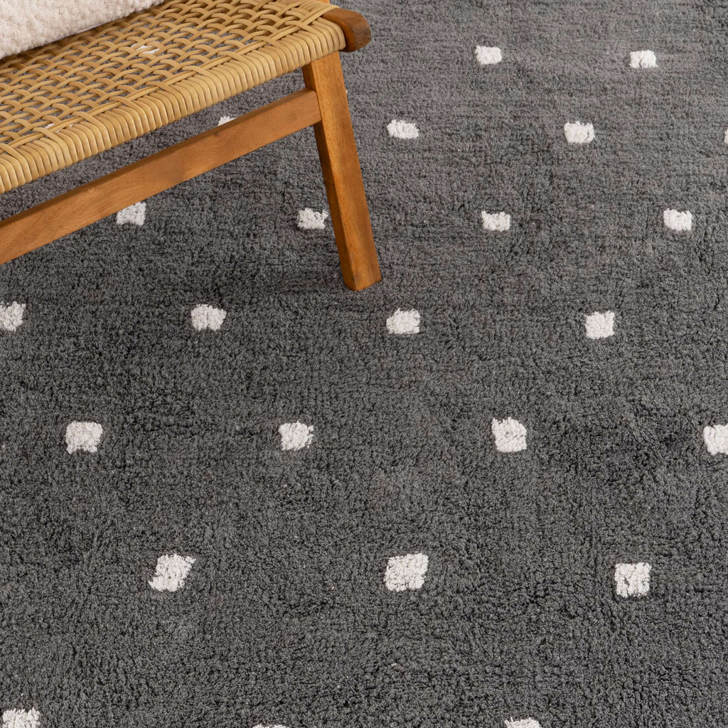 Mellow Rectangle Scalloped Kids Rug Grey: New Arrival