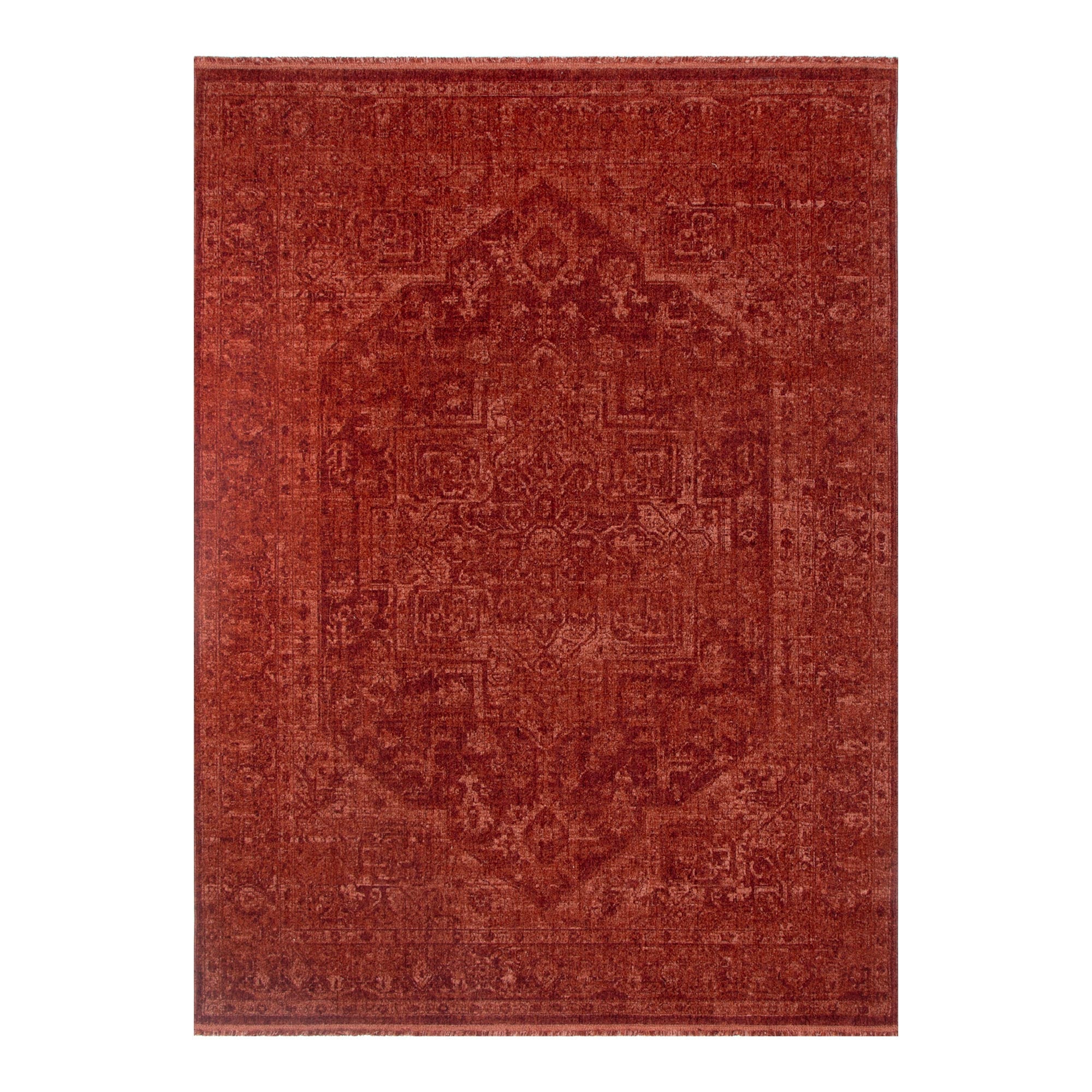 Heritage Distressed Medallion Rust Rug - H101 (Different Tassel)