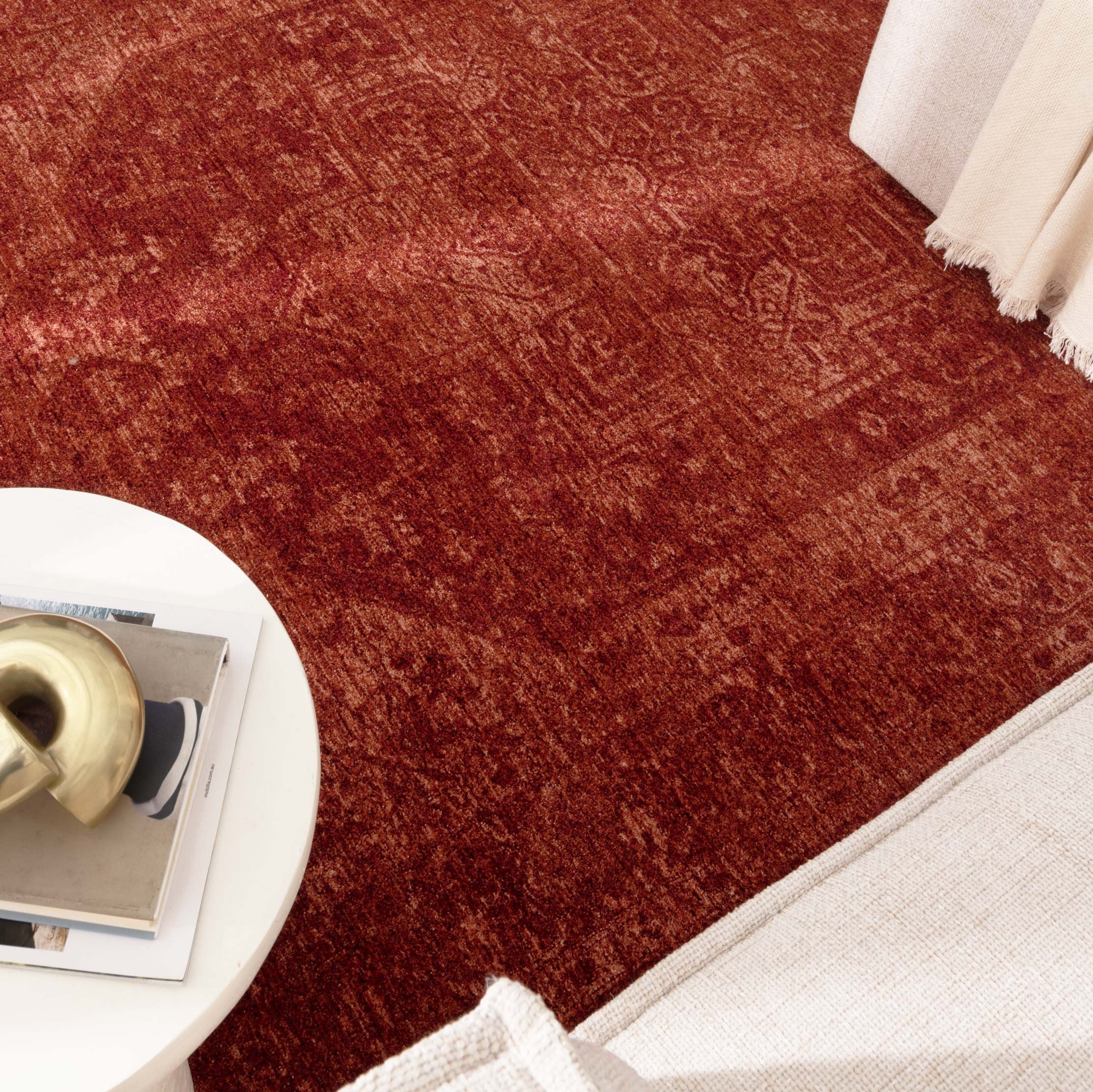 Heritage Distressed Medallion Rust Rug - H101 (Different Tassel)