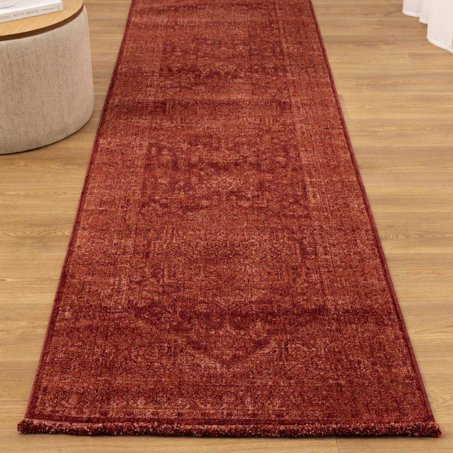 Heritage Distressed Medallion Rust Runner- H101 (Different Tassel)