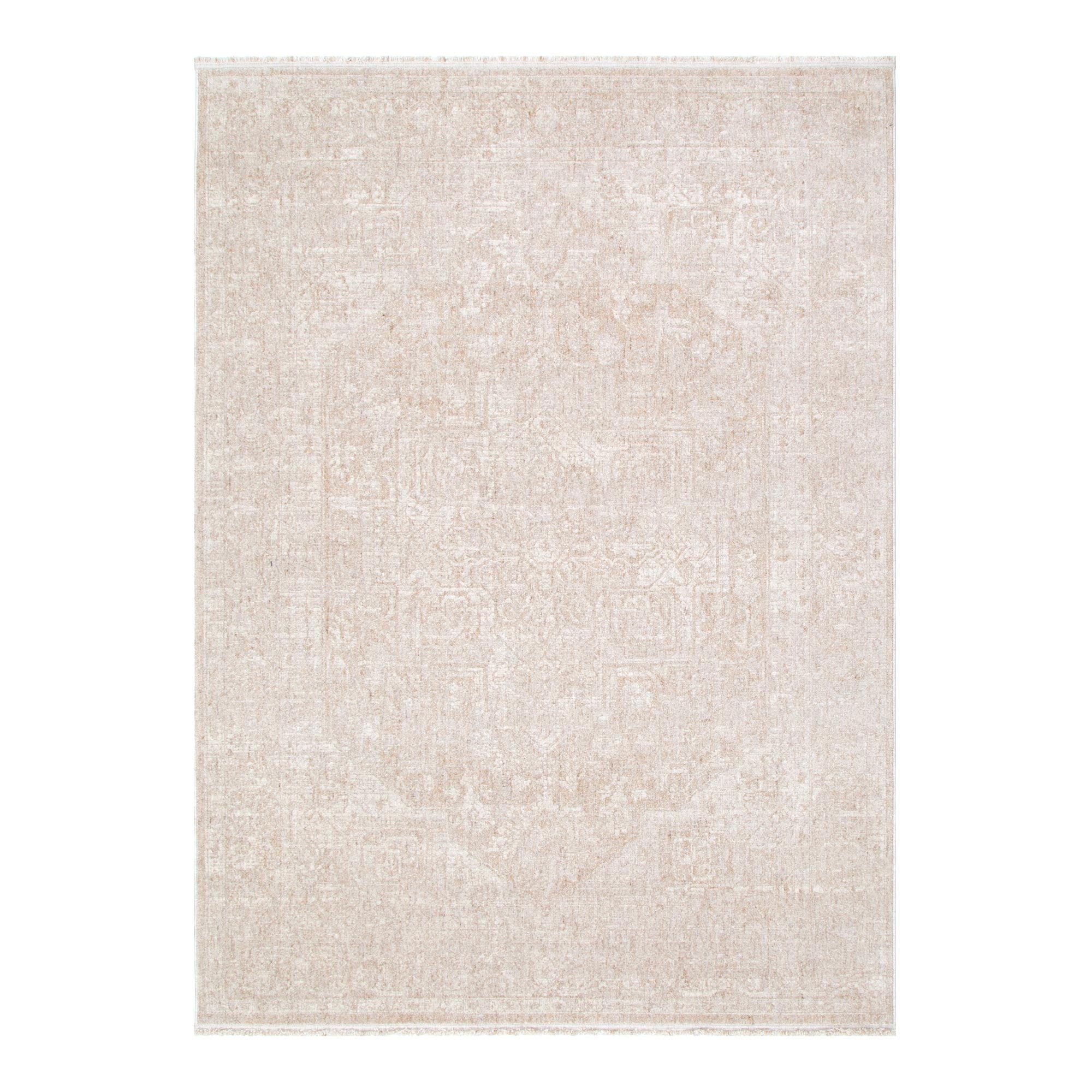 Heritage Distressed Medallion Beige Rug - H102- (Different Tassel)