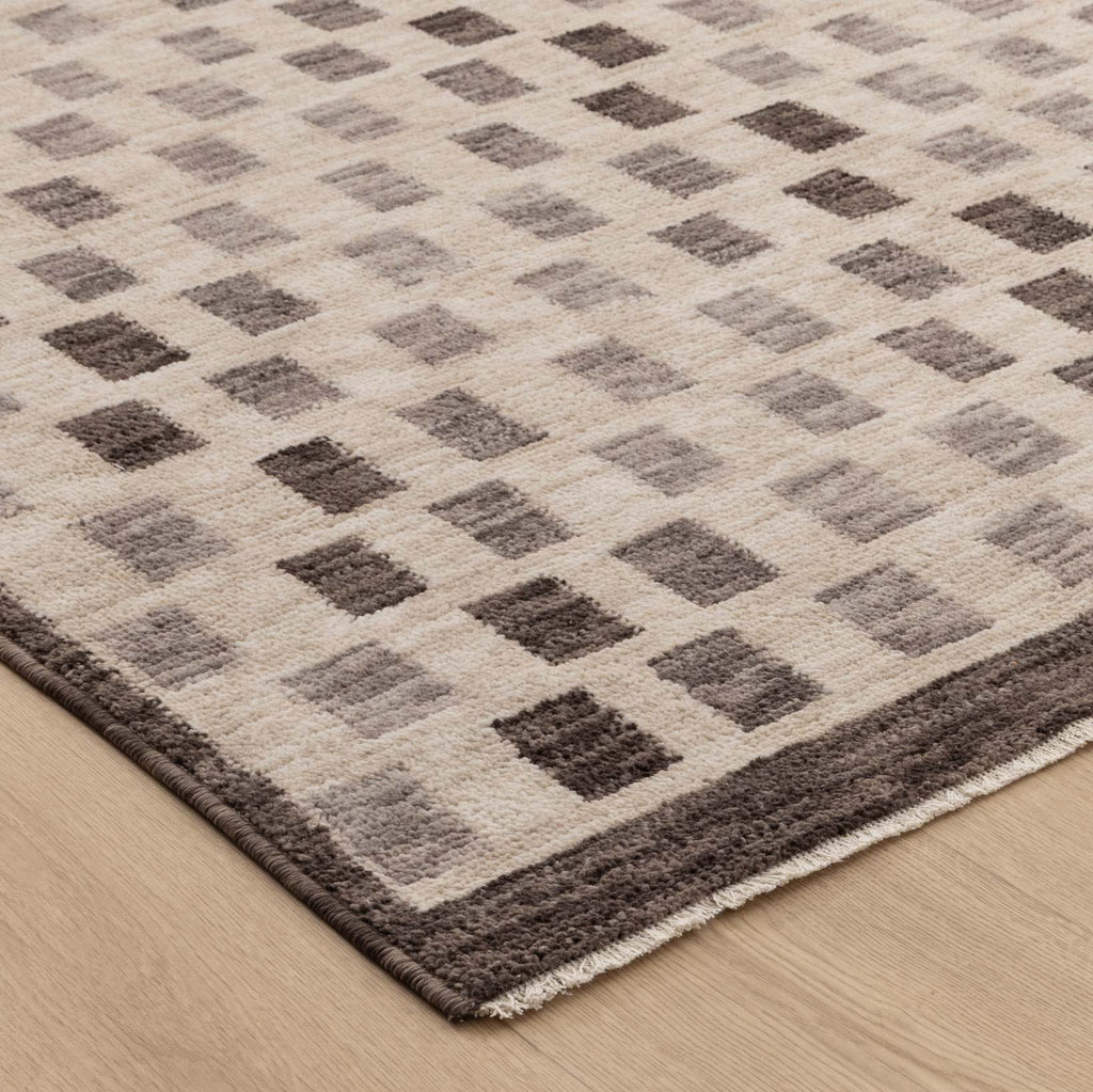 Horizon Ivory Grey Checkered Rug H102