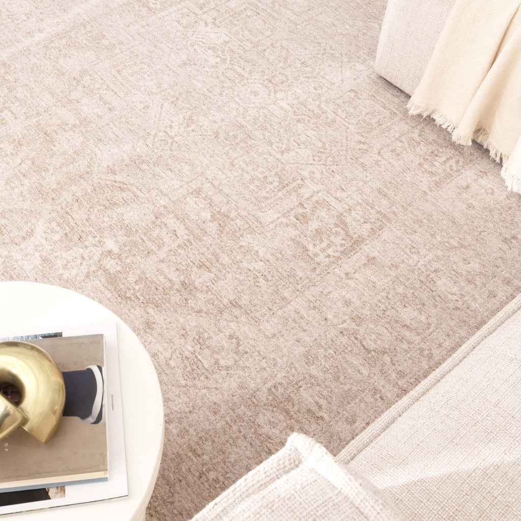 Heritage Distressed Medallion Beige Rug - H102- (Different Tassel)