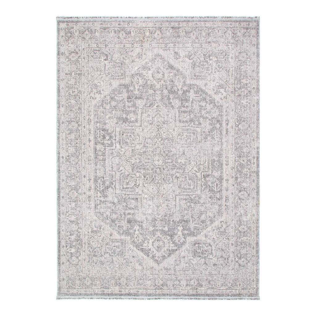 Heritage Distressed Medallion Grey Rug - H103:  (Different Tassel)
