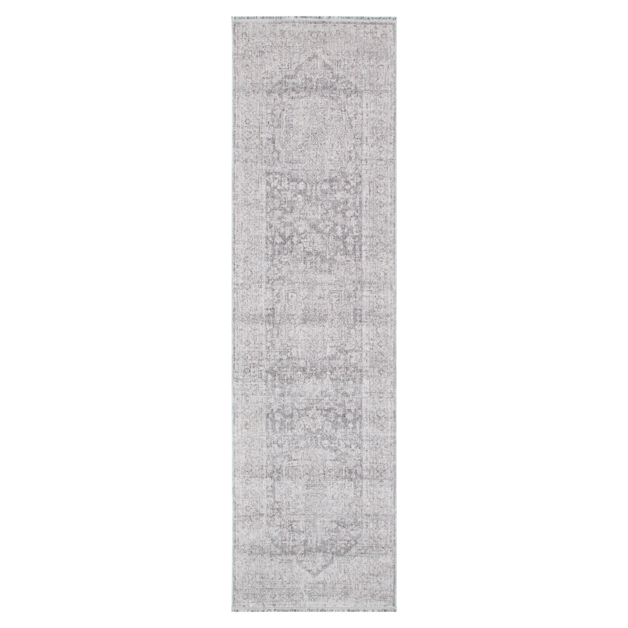 Heritage Distressed Medallion Grey Runner- H103:  (Different Tassel)
