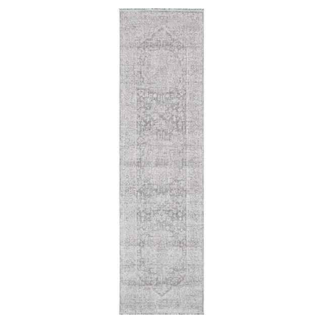 Ancestry Distressed Medallion Grey Runner- H103:  (Different Tassel)