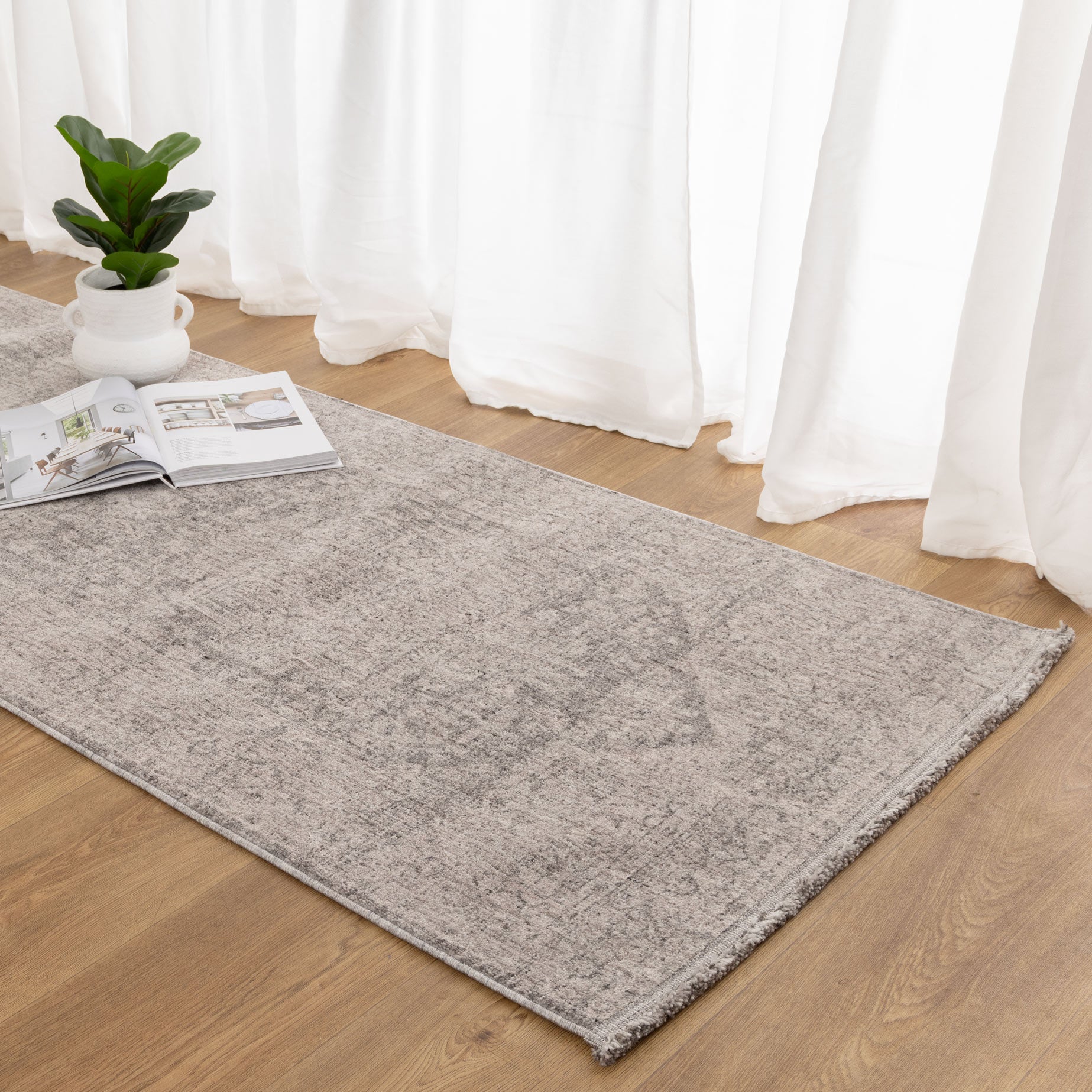 Heritage Distressed Medallion Grey Runner- H103:  (Different Tassel)