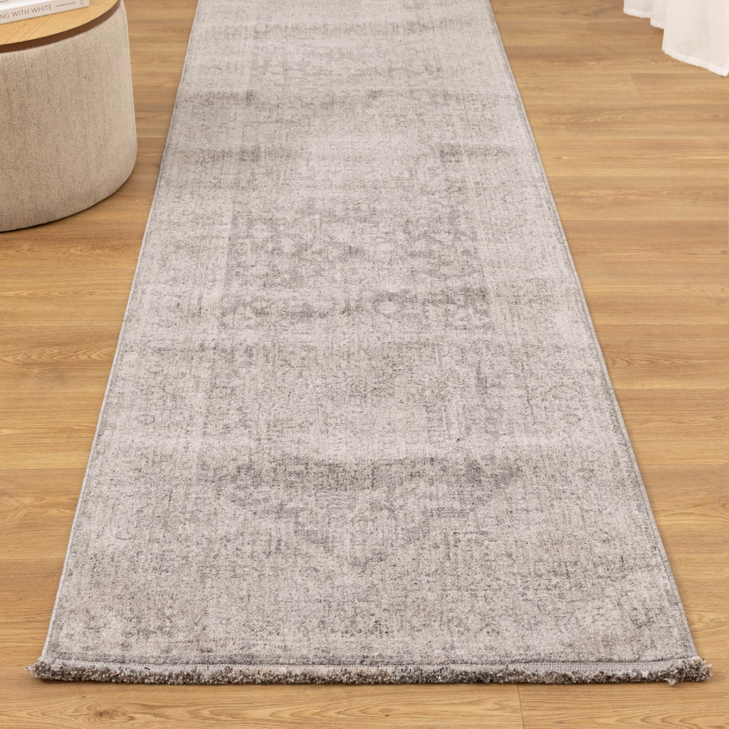 Heritage Distressed Medallion Grey Runner- H103:  (Different Tassel)