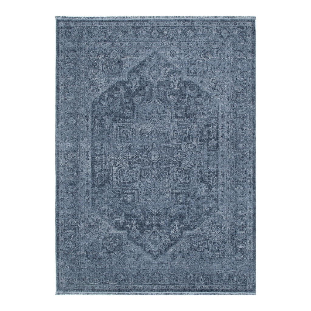 Heritage Distressed Medallion Blue Rug - H104: (Different Tassel)