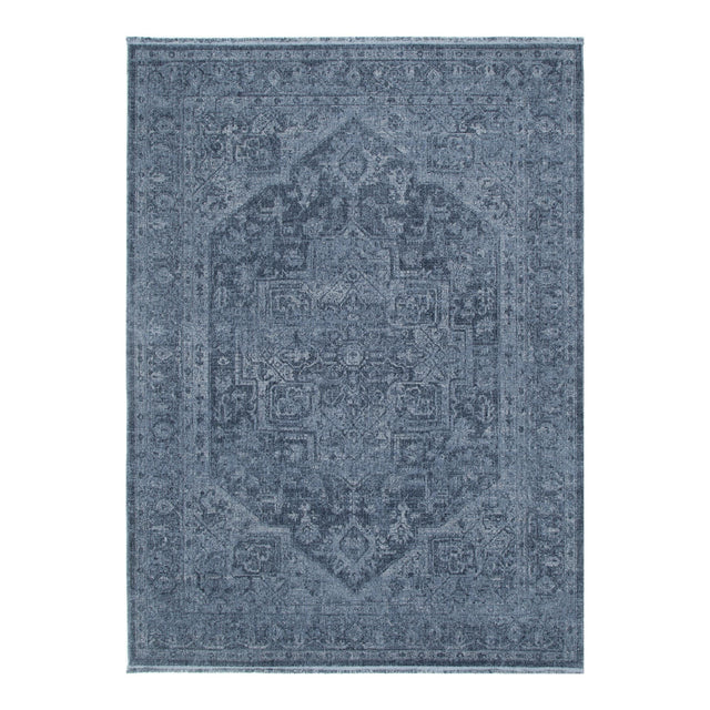 Ancestry Distressed Medallion Blue Rug - H104: (Different Tassel)
