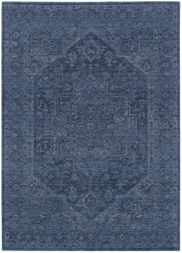 Ancestry Distressed Medallion Blue Rug - H104