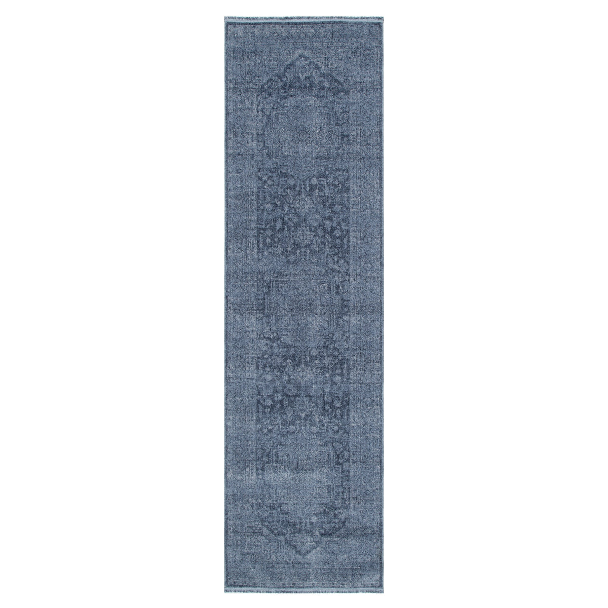 Ancestry Distressed Medallion Blue Runner - H104: (Different Tassel)