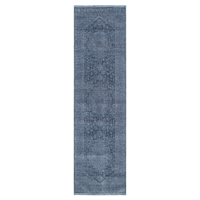Ancestry Distressed Medallion Blue Runner - H104: (Different Tassel)