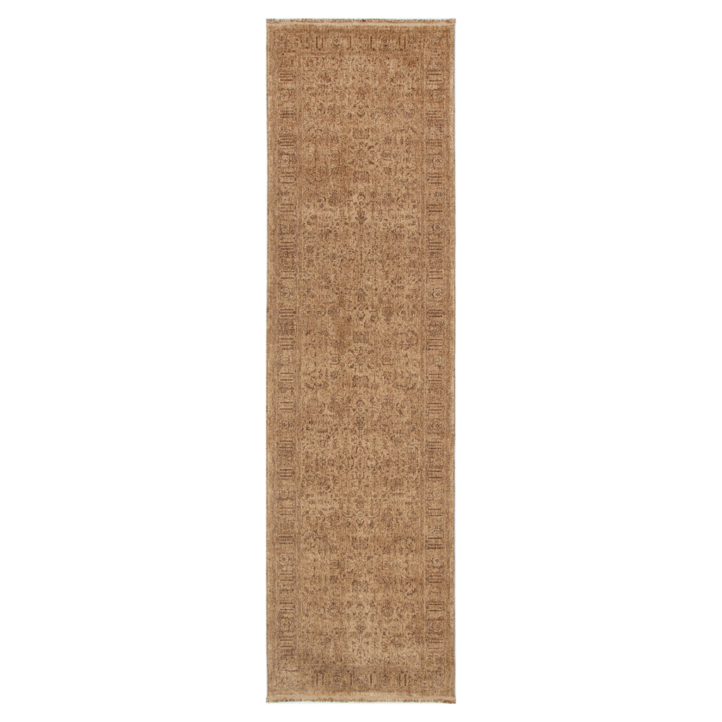 Heritage Distressed Border Mustard Runner- H105: (Different Tassel)