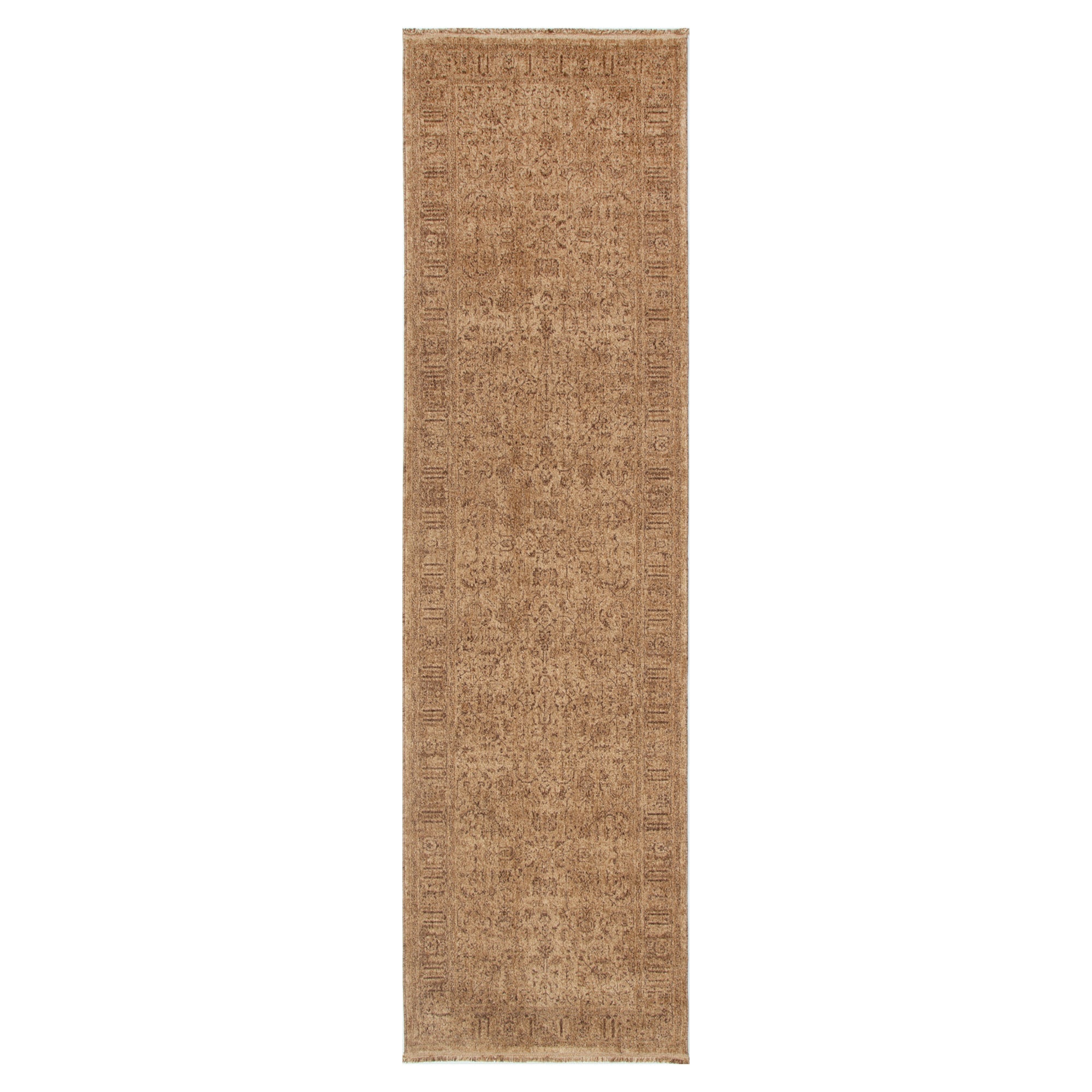Heritage Distressed Border Mustard Runner- H105: (Different Tassel)