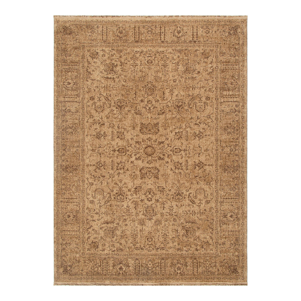 Heritage Distressed Border Mustard Rug - H105: (Different Tassel)