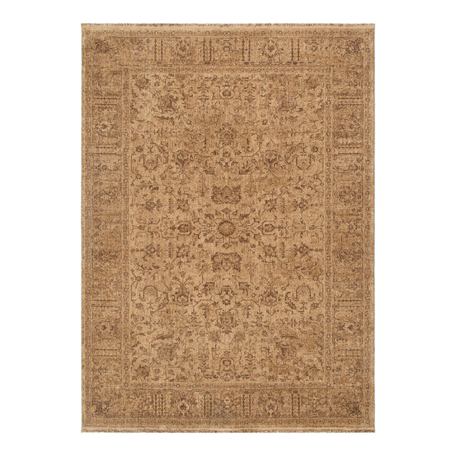 Ancestry Distressed Border Mustard Rug - H105: (Different Tassel)