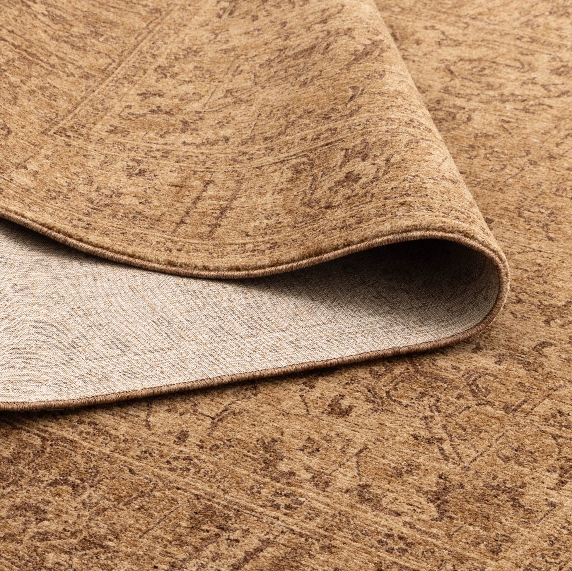 Heritage Distressed Border Mustard Rug - H105: (Different Tassel)
