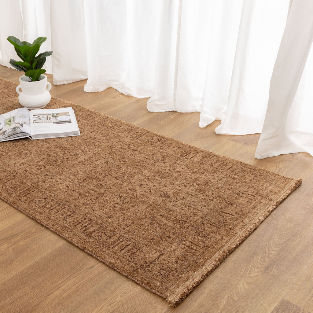 Heritage Distressed Border Mustard Runner- H105: (Different Tassel)