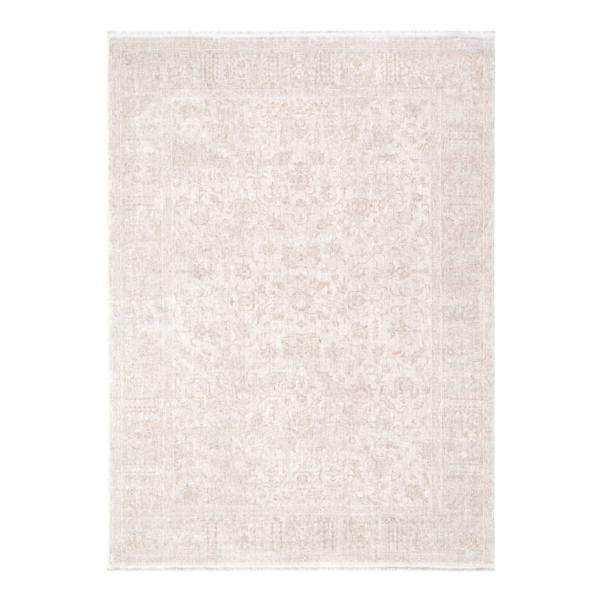 Heritage Distressed Border Beige Rug - H106: (Different Tassel)