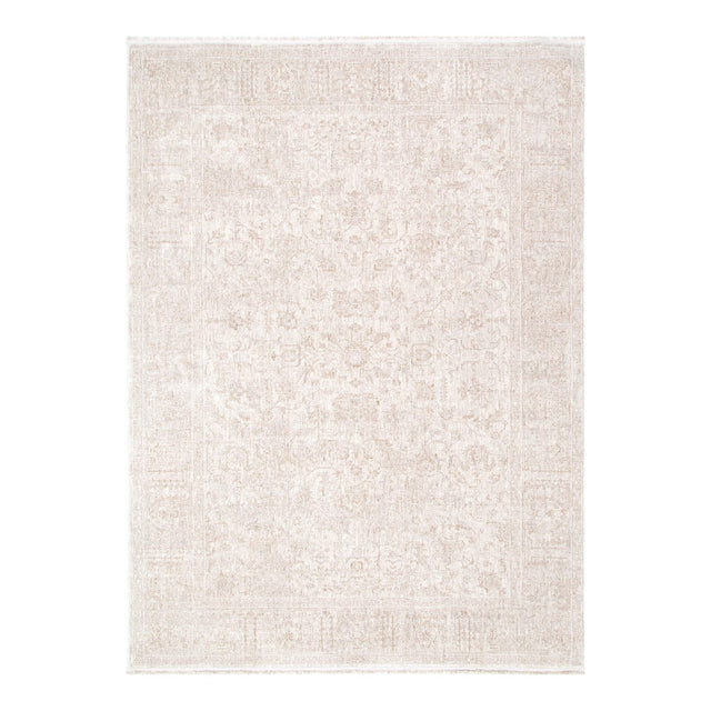 Ancestry Distressed Border Beige Rug - H106: (Different Tassel)