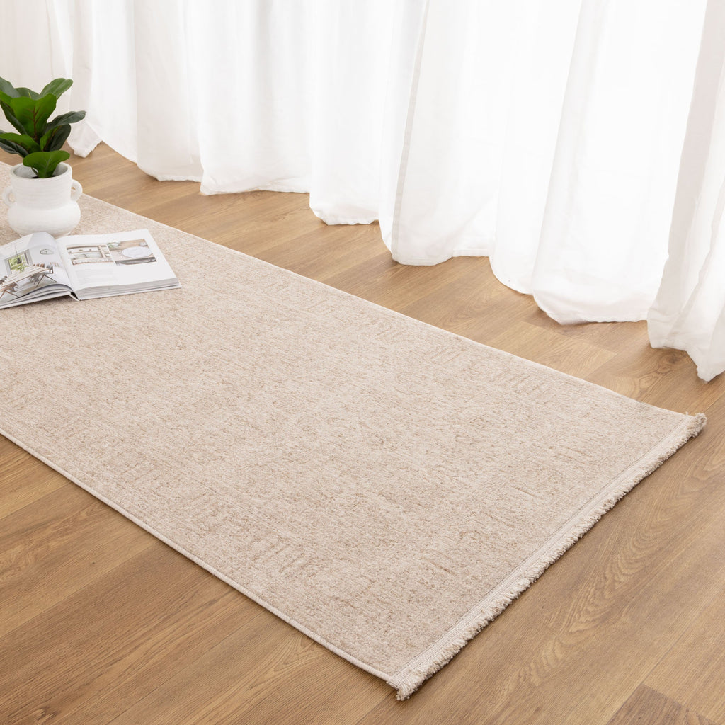 Heritage Distressed Border Beige Runner- H106: (Different Tassel)