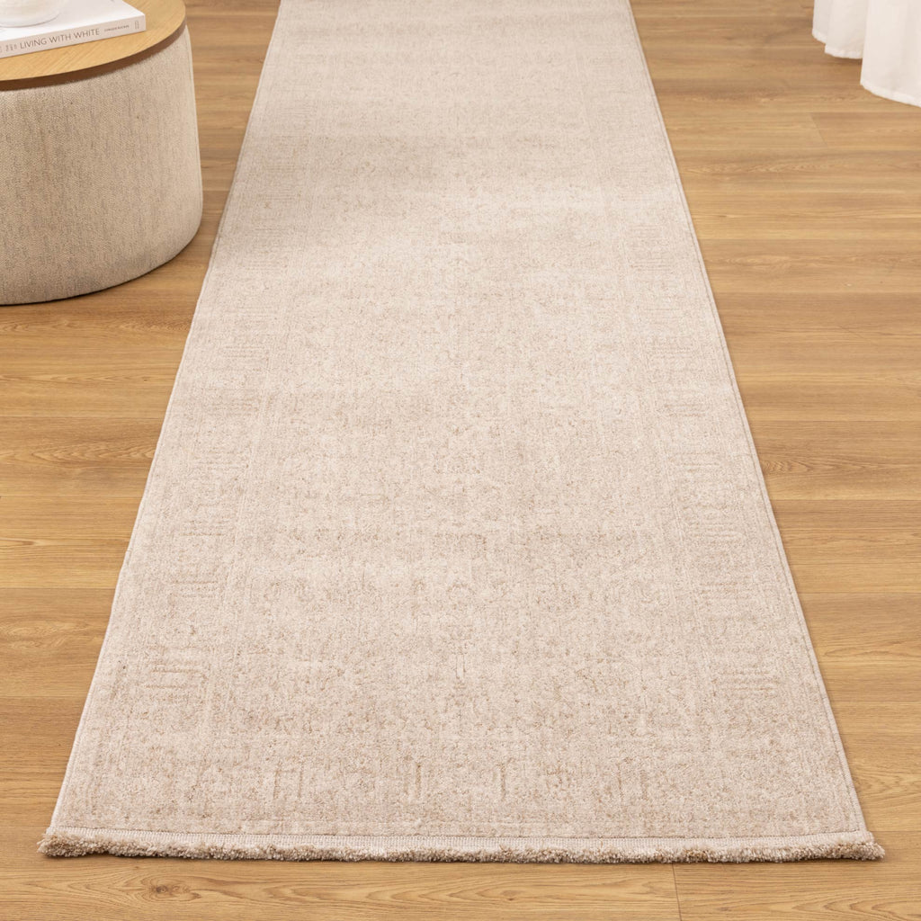Heritage Distressed Border Beige Runner- H106: (Different Tassel)