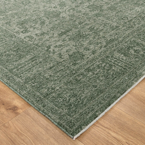 Ancestry Distressed Border Green Rug - H107