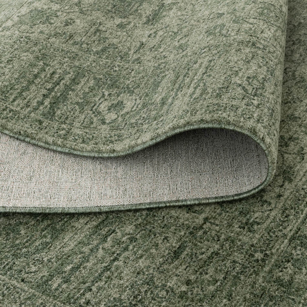 Heritage Distressed Border Green Rug - H107