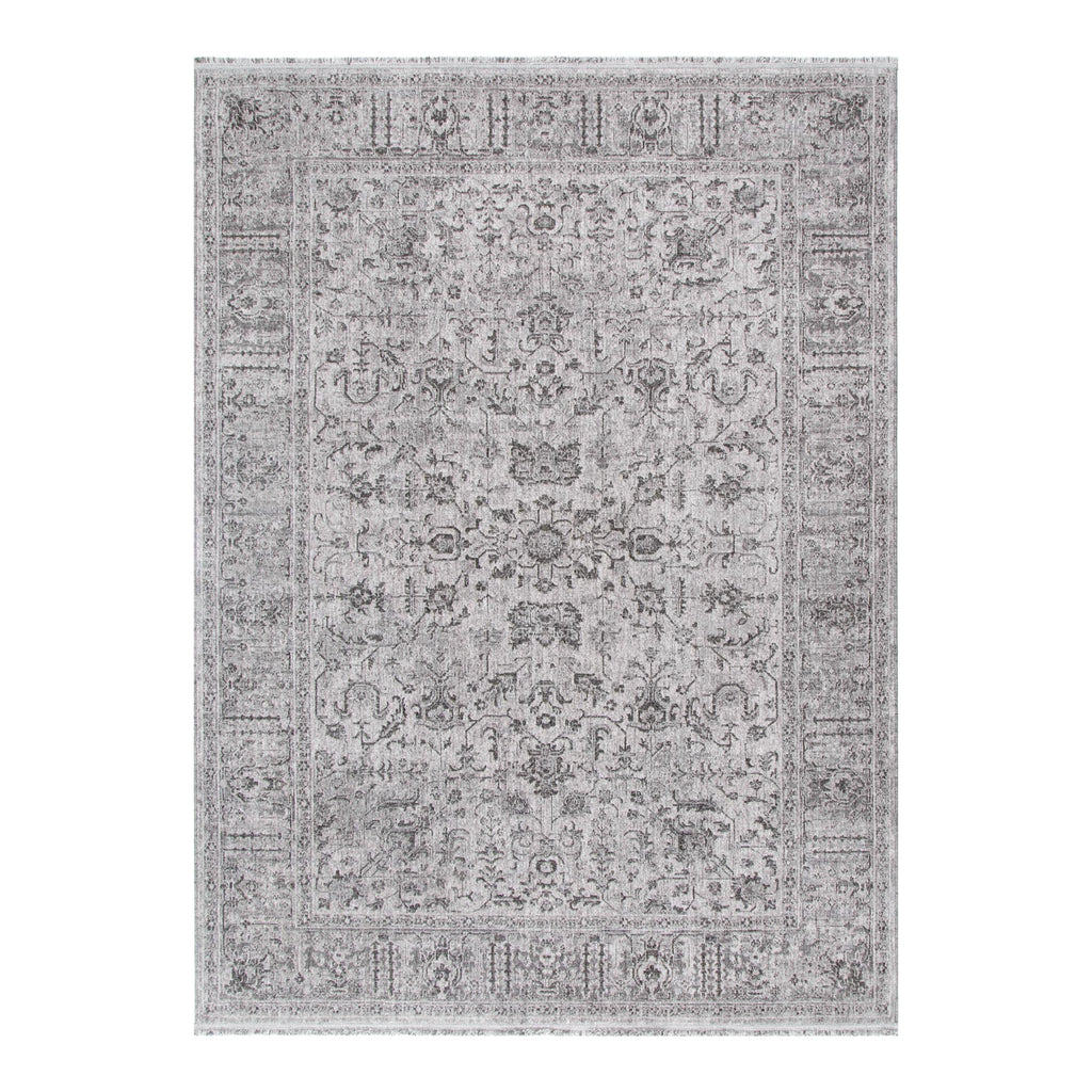 Heritage Distressed Border Grey Rug - H108: (Different Tassel)