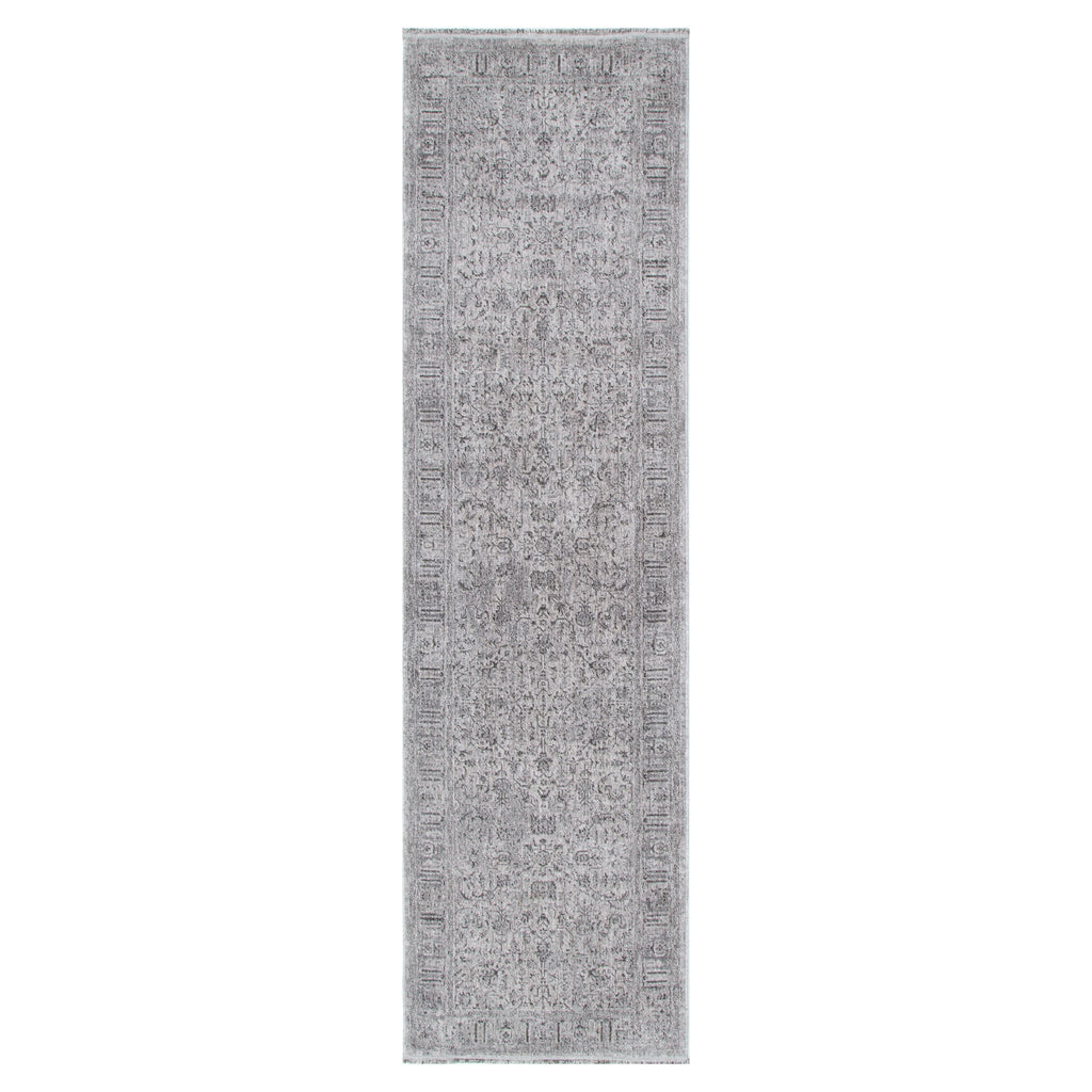Heritage Distressed Border Grey Runner- H108: (Different Tassel)