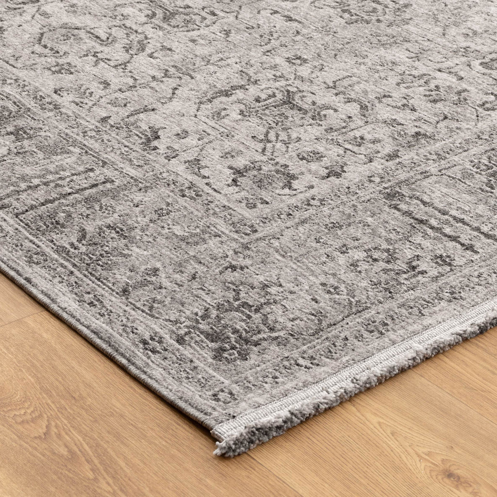 Heritage Distressed Border Grey Runner- H108: (Different Tassel)