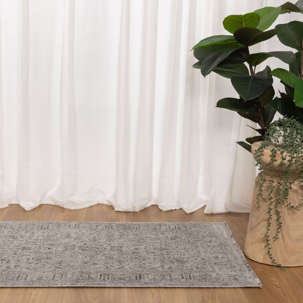 Heritage Distressed Border Grey Runner- H108: (Different Tassel)