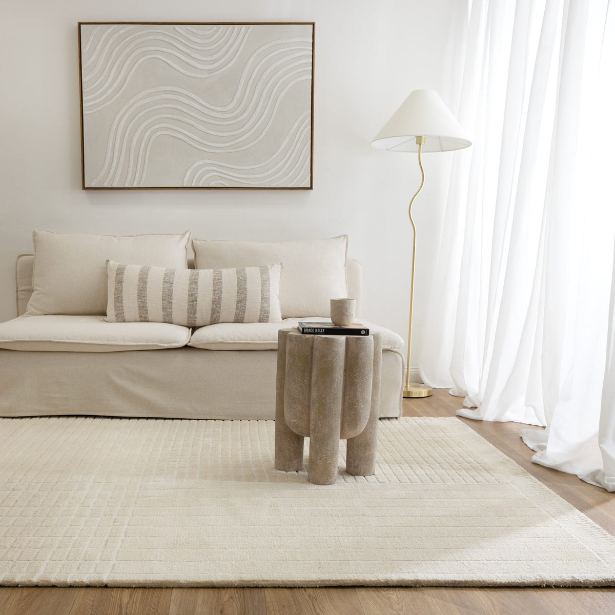 Ravine Ivory Carved Rug - CANYON05