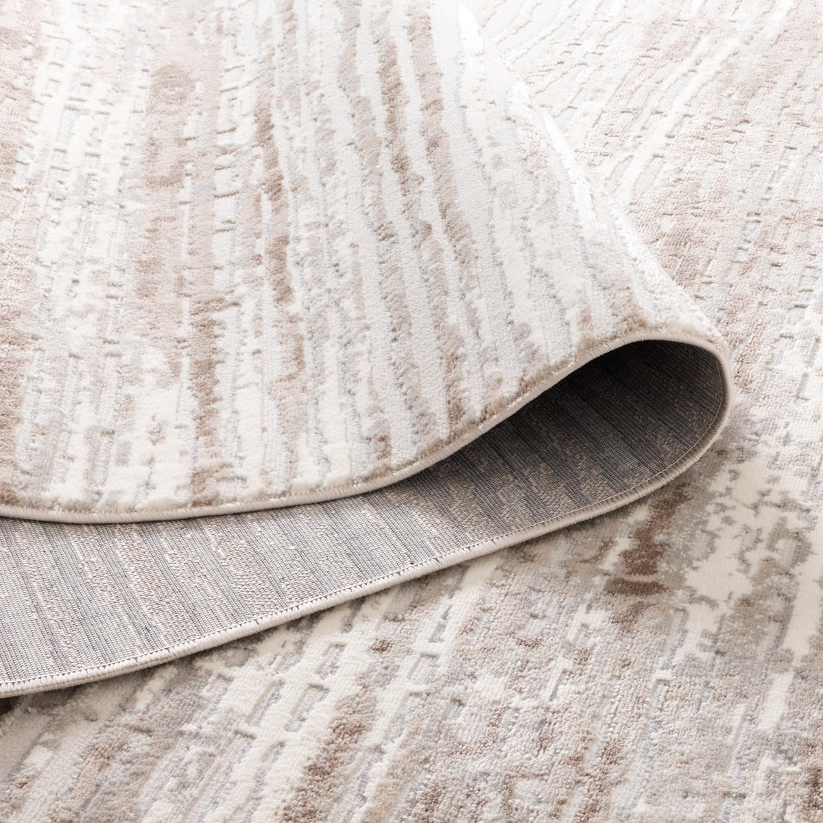 Emerald Distressed Lines Grey Beige Rug - JADE001