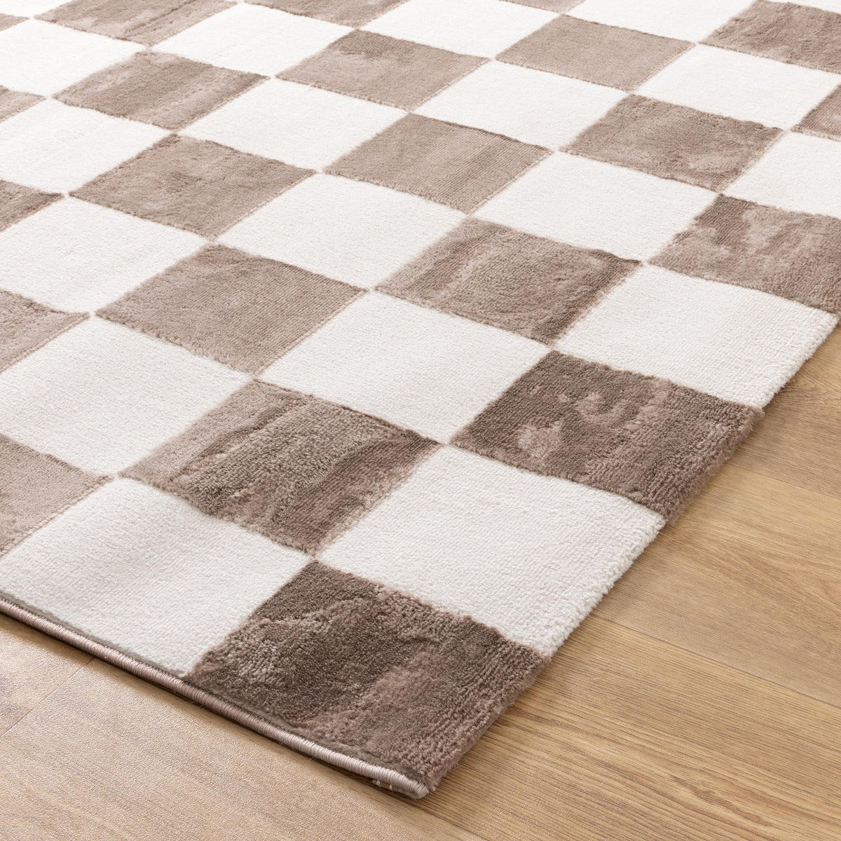 Emerald Checkers Cream Brown Rug - JADE007