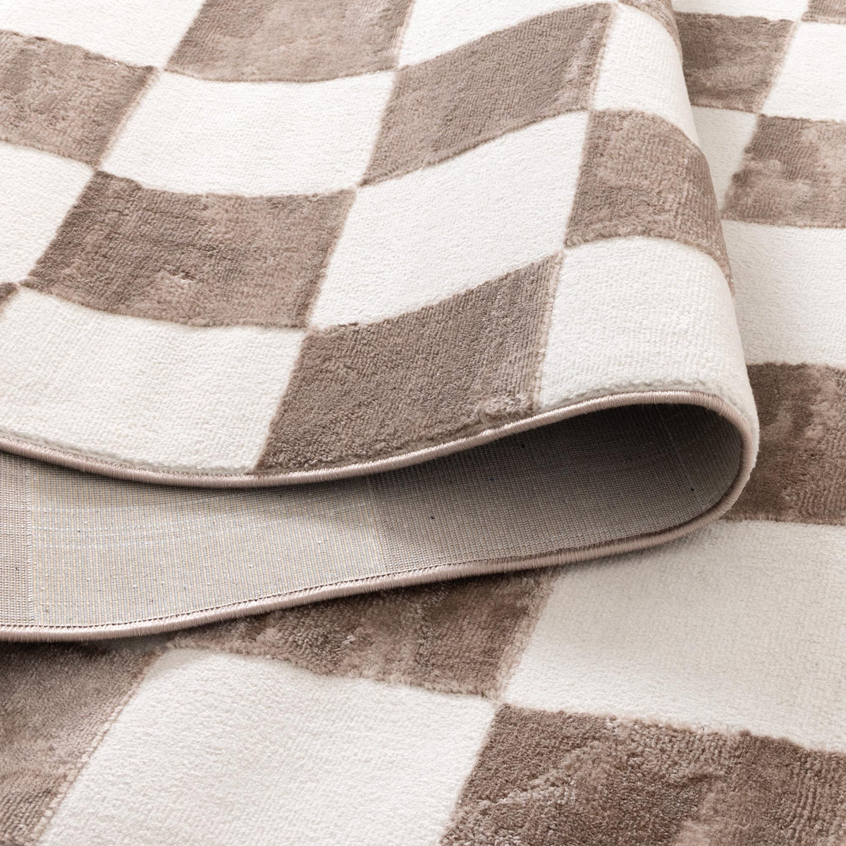 Emerald Checkers Cream Brown Rug - JADE007