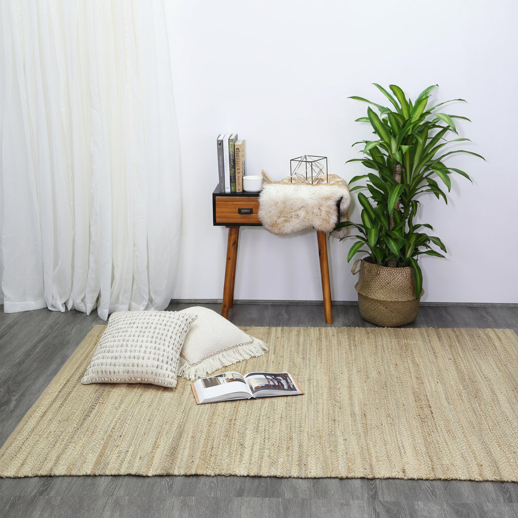 Malmo Stipe Natural Jute Rug Beige