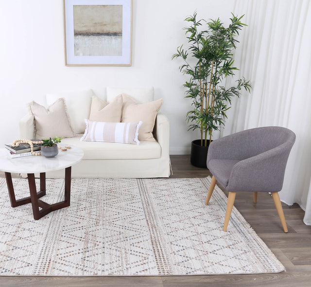 Savannah Tabriz Beige Geometric Soft Rug