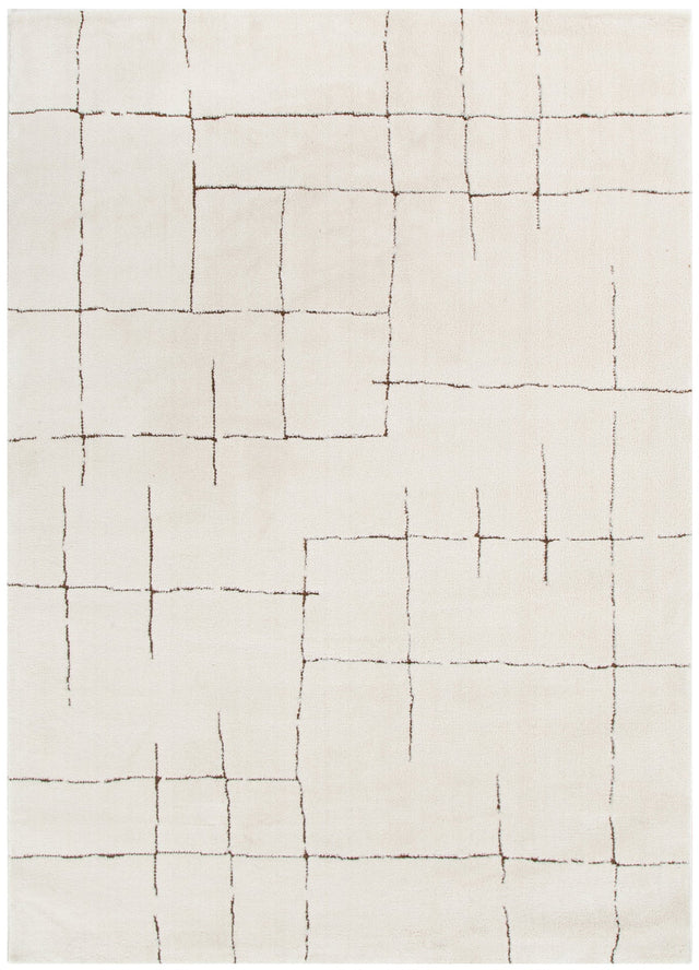 Nila Abstract Lines Brown Cream Rug - MIL10: New Arrival