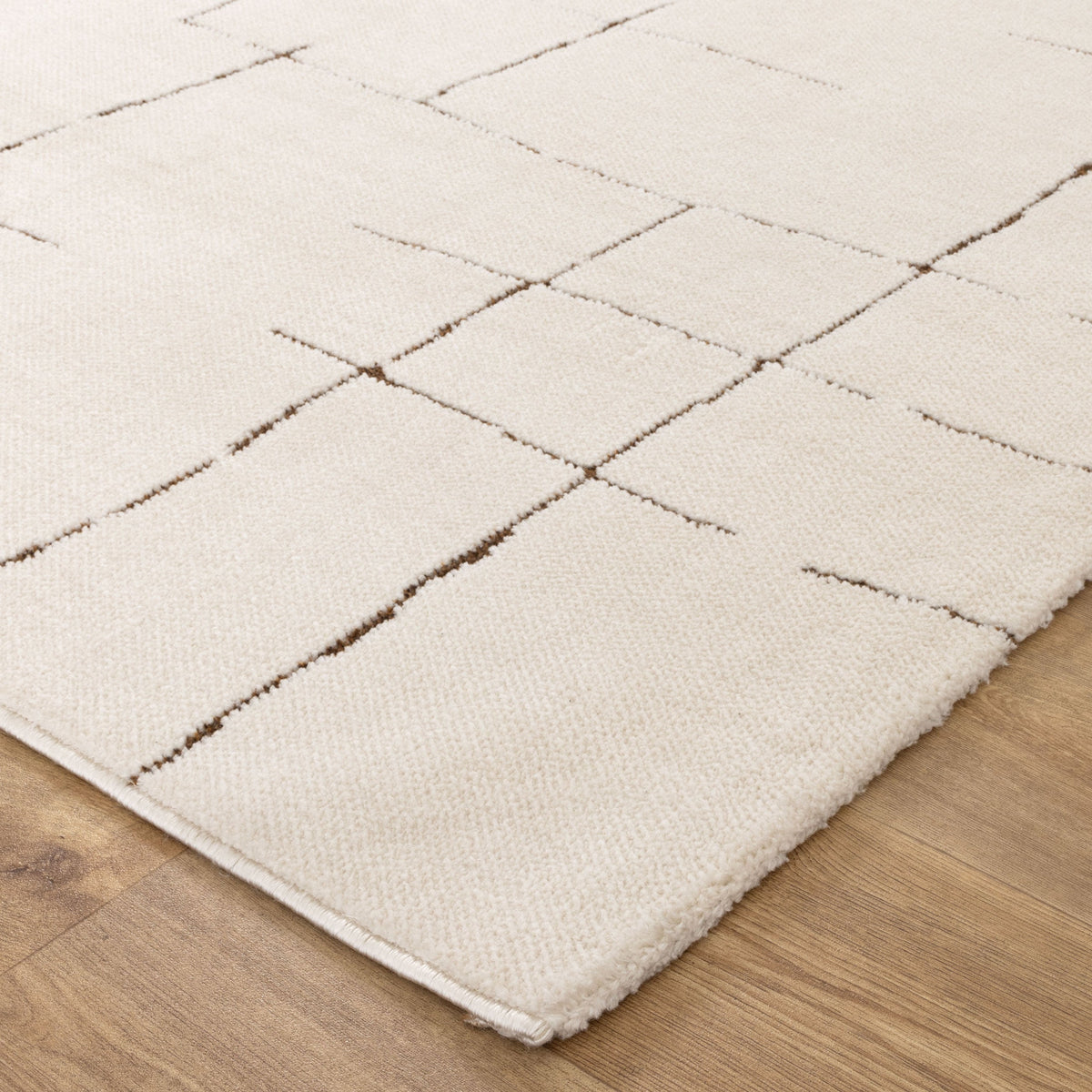 Nila Abstract Lines Brown Cream Rug - MIL10: New Arrival